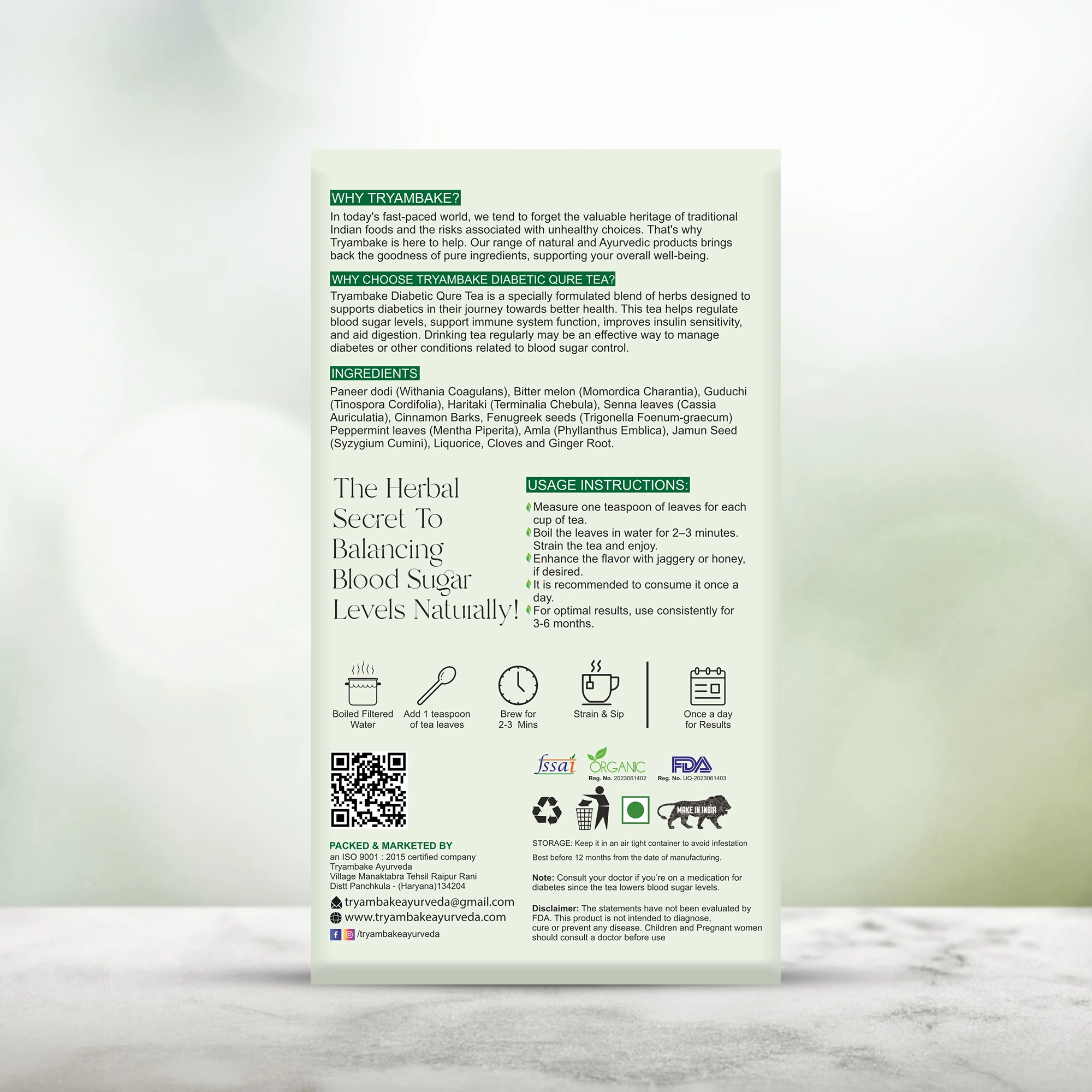 Diabetic Qure Tea Product Back