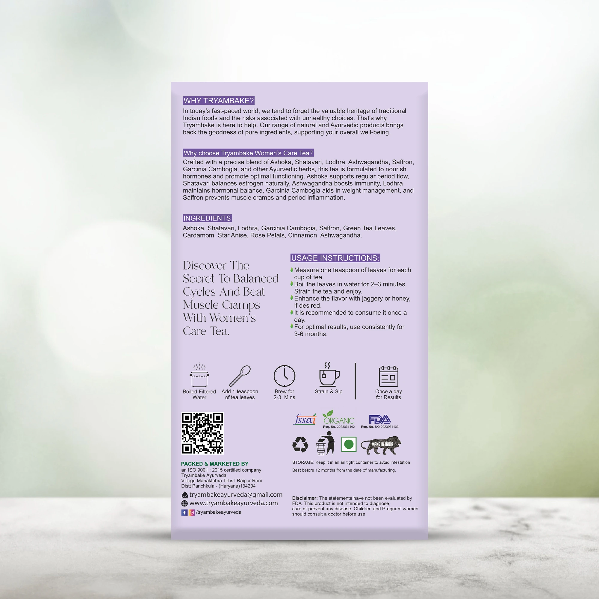 Women's Care Tea Product Back